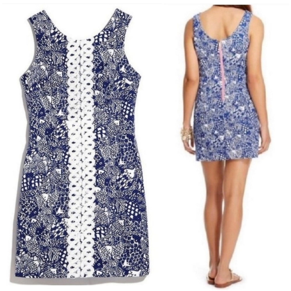 Lilly Pulitzer blue and white shift dress size 6